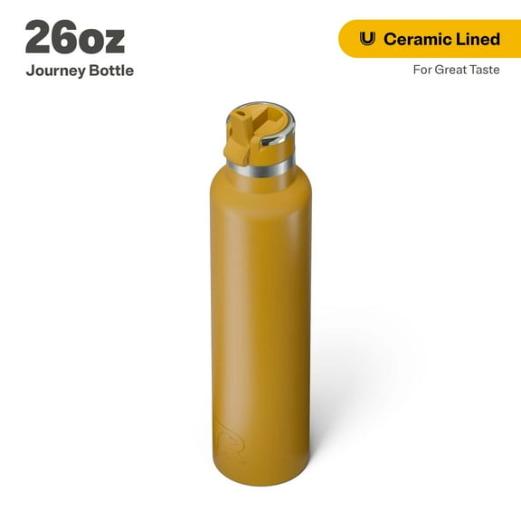 RTIC 26 oz Ceramic Lined Insulated Journey Water Bottle, Leak-Proof Lid, Harvest