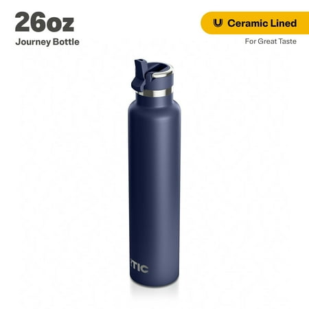 RTIC 26 oz Ceramic Lined Insulated Journey Water Bottle, Leak-Proof Lid, Navy
