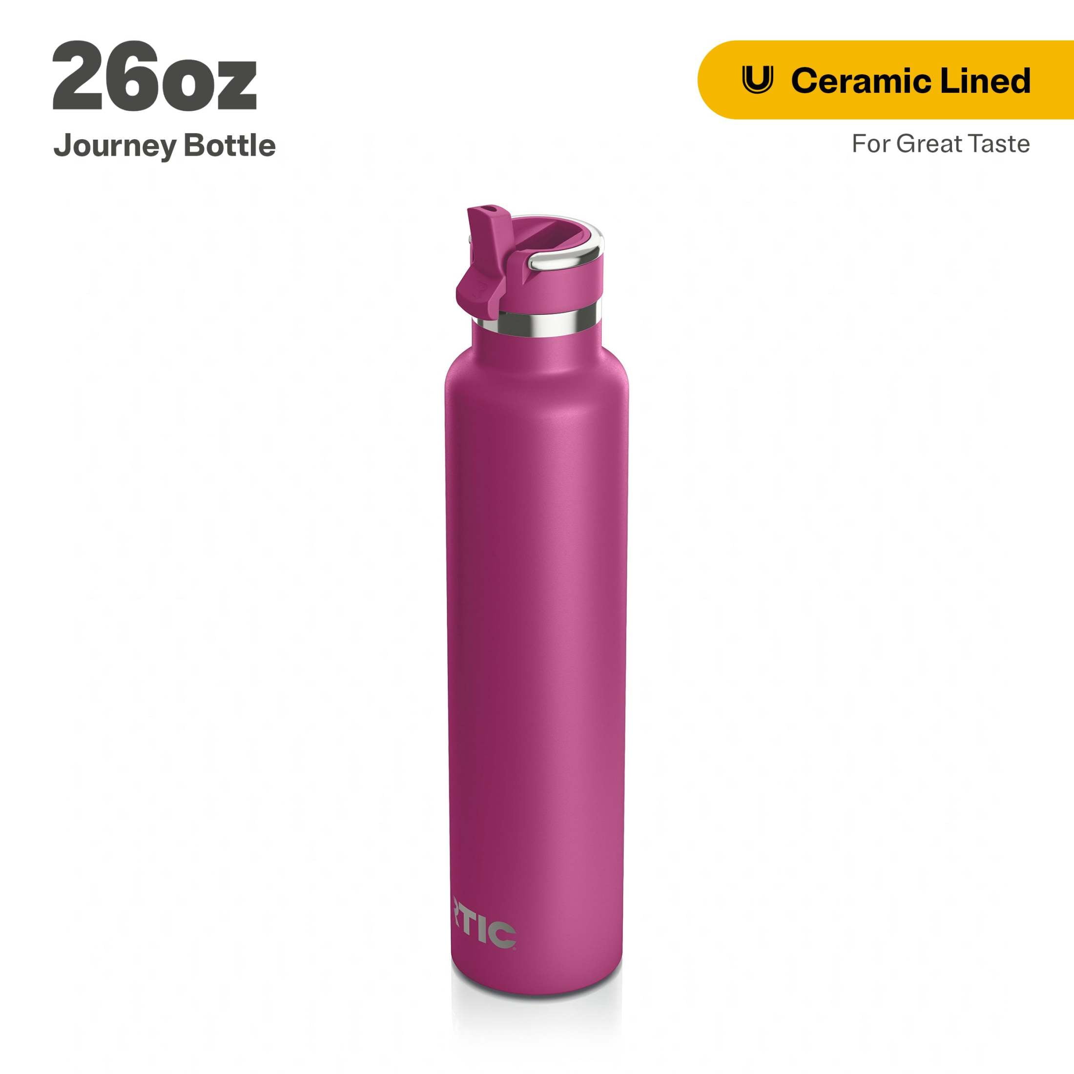 RTIC 26 oz Ceramic Lined Insulated Journey Bottle, Flip-Straw Lid