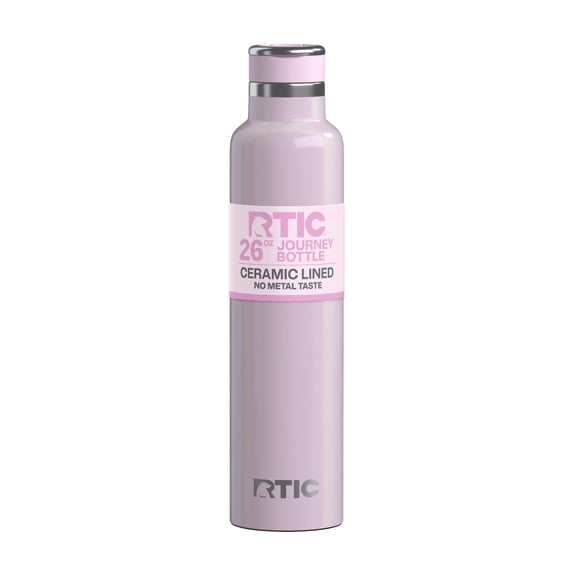 RTIC 26 oz Ceramic Lined Insulated Journey Water Bottle, Leak-Proof Lid, Pale Pink Glitter