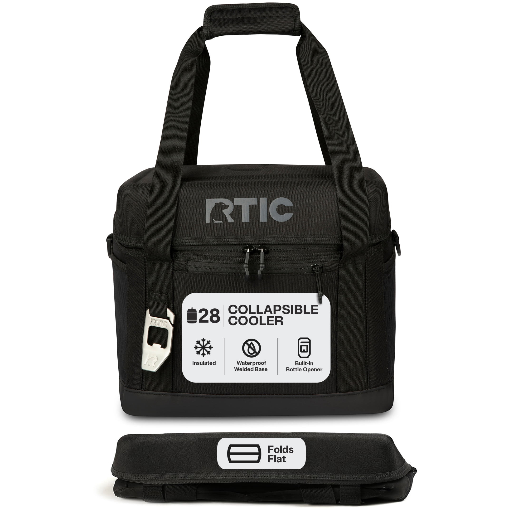RTIC 28-Can, 27 Qt, Collapsible Soft Cooler with Bottle Opener, Black