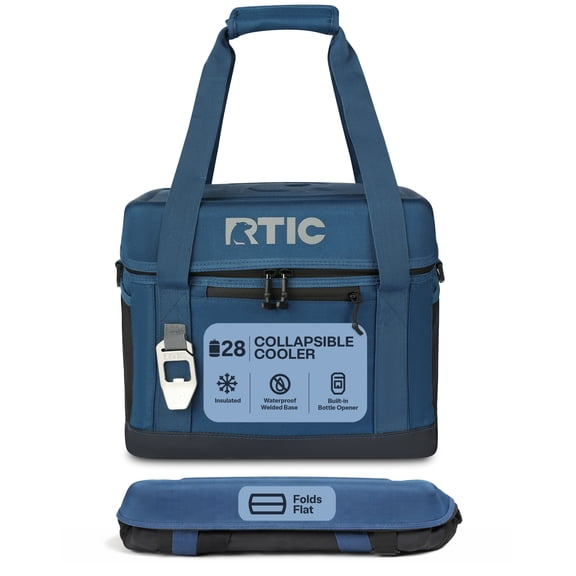 RTIC 28-Can, 27 Qt, Collapsible Soft Cooler with Bottle Opener, Navy