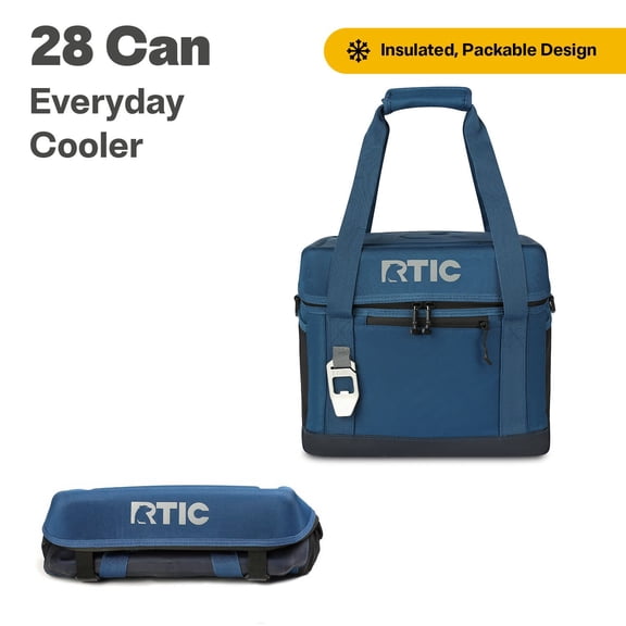 RTIC 28 Can Everyday Soft Cooler, 27 qt Collapsible with Bottle Opener,  Navy