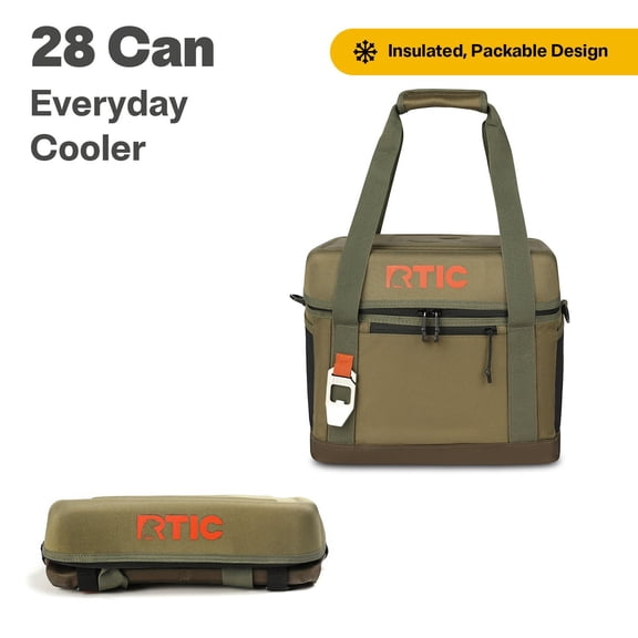 RTIC 28 Can Everyday Soft Cooler, 27 qt Collapsible with Bottle Opener,  Olive