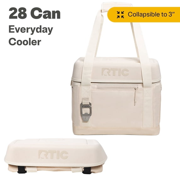 RTIC 28 Can Everyday Cooler, Insulated Soft Cooler with Collapsible Design, Sand