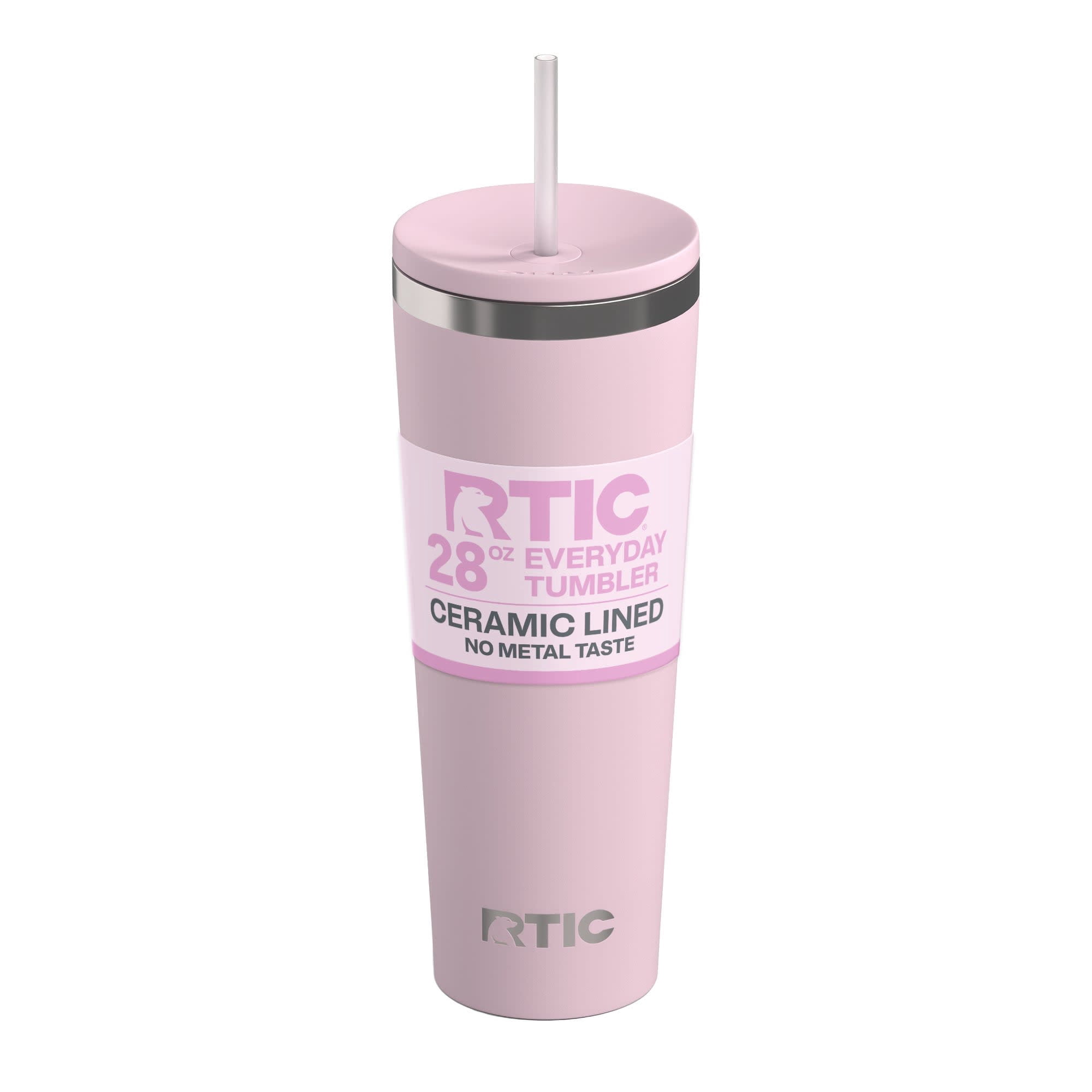 RTIC 28 oz Ceramic Lined Everyday Tumbler, Spill-Resistant Straw