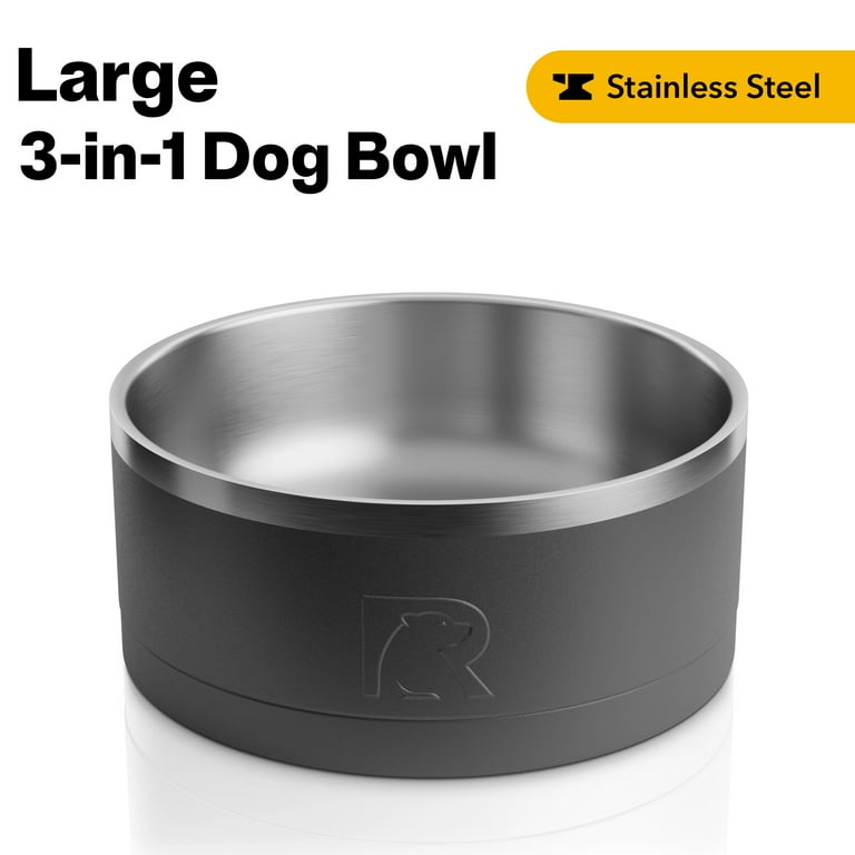 RTIC 3-in-1 Dog Bowl, Large, Stainless Steel Insulated Bowl