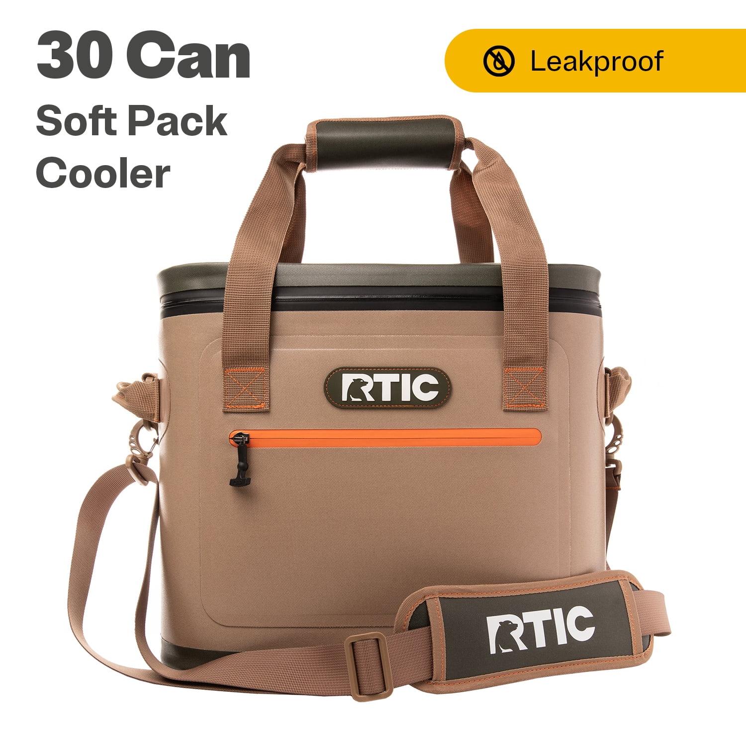 RTIC 30 Can Soft Pack Cooler, Leakproof Ice Chest Cooler with Waterproof Zipper, Tan - image 1 of 11