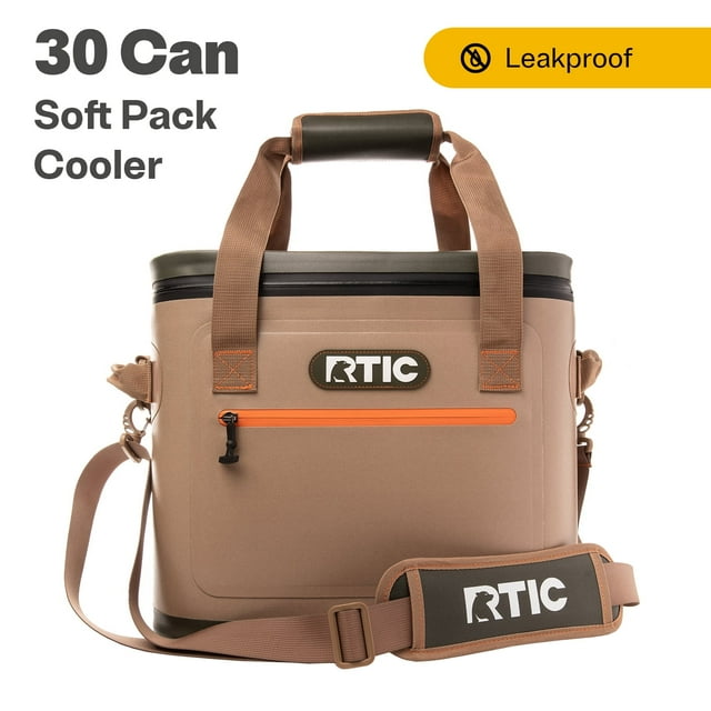 RTIC 30 Can Soft Pack Cooler, Leakproof Ice Chest Cooler with Waterproof Zipper, Tan