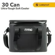 RTIC 30 Can Ultra-Tough Soft Cooler, Leakproof Ice Chest Cooler with Waterproof Zipper, Black