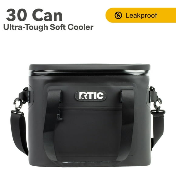 RTIC 30 Can Ultra-Tough Soft Cooler, 20 Qt, Leakproof, Waterproof Zipper,  Black