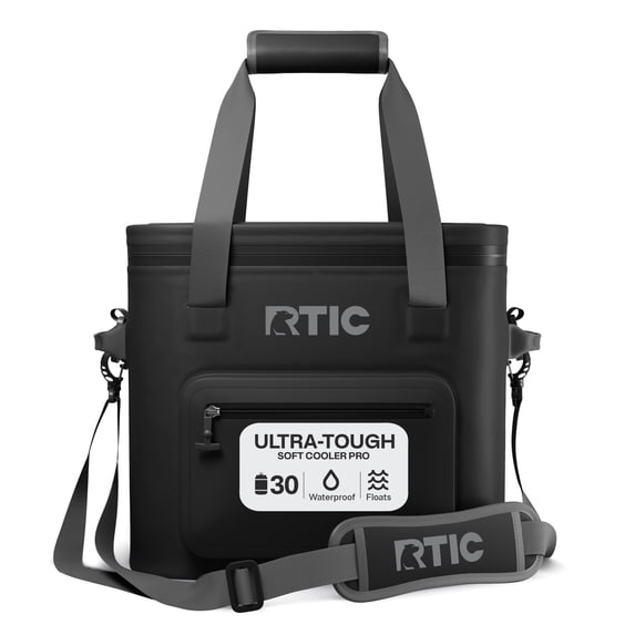 RTIC 30 Can Ultra-Tough Soft Cooler Pro, Leakproof Cooler, Waterproof Zipper, Black