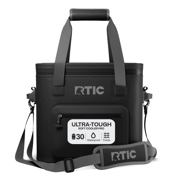 RTIC 30 Can Ultra-Tough Soft Cooler Pro, Leakproof Cooler, Waterproof Zipper, Black