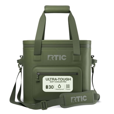 RTIC 30 Can Ultra-Tough Soft Cooler Pro, Leakproof Cooler, Waterproof Zipper, Olive