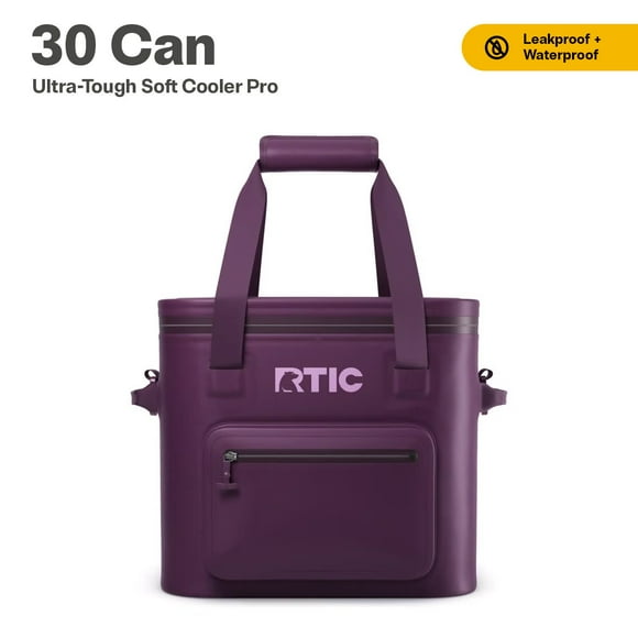 RTIC 30 Can Ultra-Tough Soft Cooler Pro, Leakproof Cooler, Waterproof Zipper, Plum