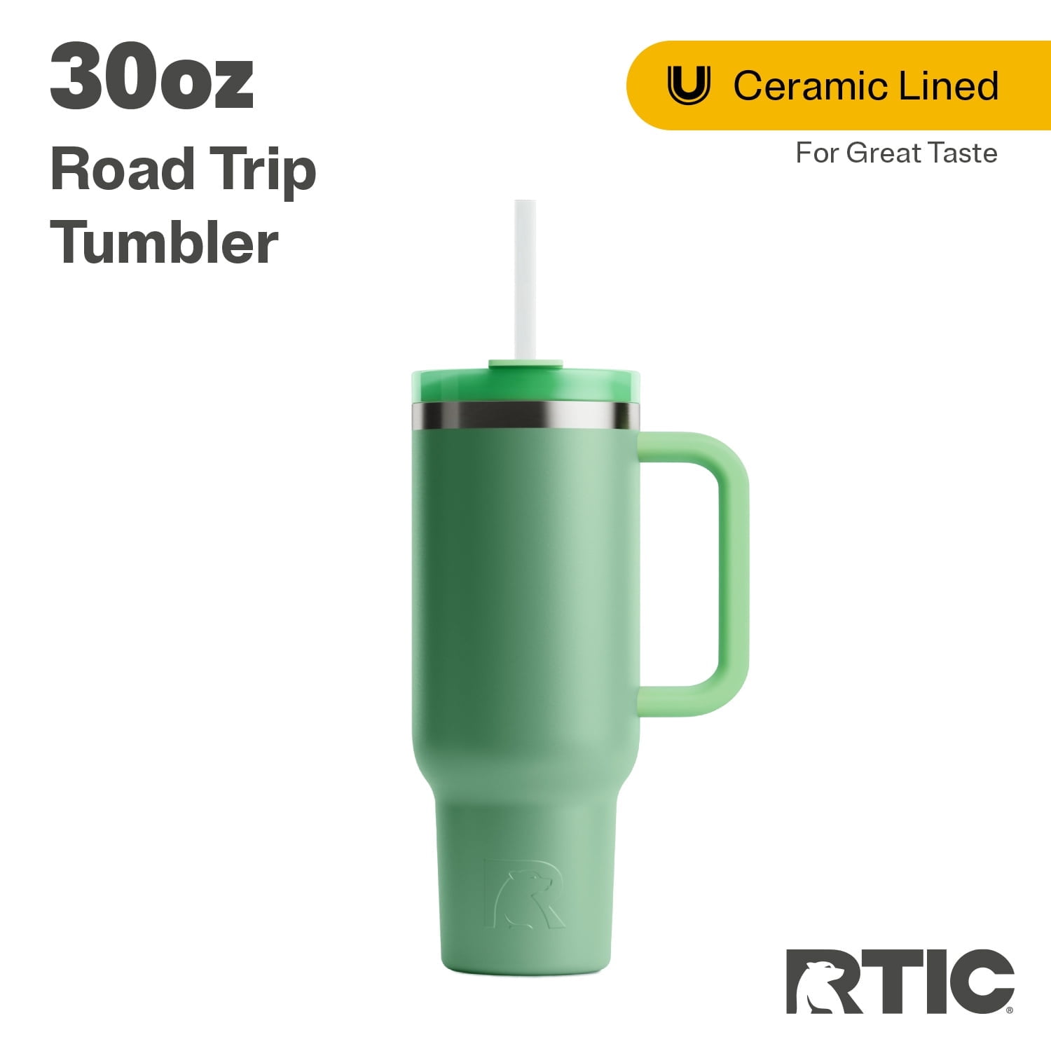 RTIC 30 OZ Ceramic Lined Road Trip Tumbler, LeakResistant Lid with