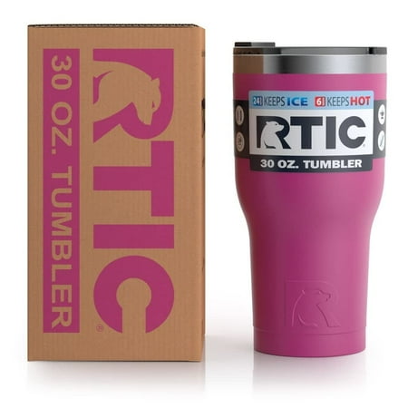 RTIC 30 OZ Insulated Tumbler Stainless Steel Coffee Travel Mug with Lid, Spill Proof, Hot Beverage and Cold, Portable Thermal Cup for Car, Camping, Very Berry