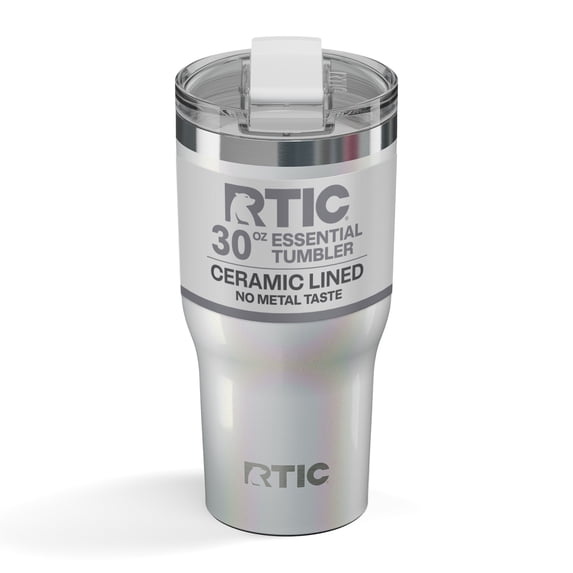 RTIC Essential 30 oz Leak-Resistant Lid Ceramic Lined Tumbler, Cool Grey Glitter