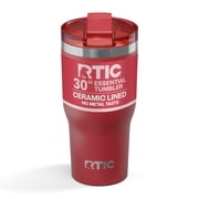 RTIC Essential 30 oz Leak-Resistant Lid Ceramic Lined Tumbler, Flag Red