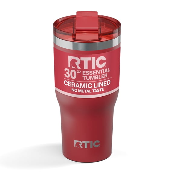 RTIC Essential 30 oz Leak-Resistant Lid Ceramic Lined Tumbler, Flag Red