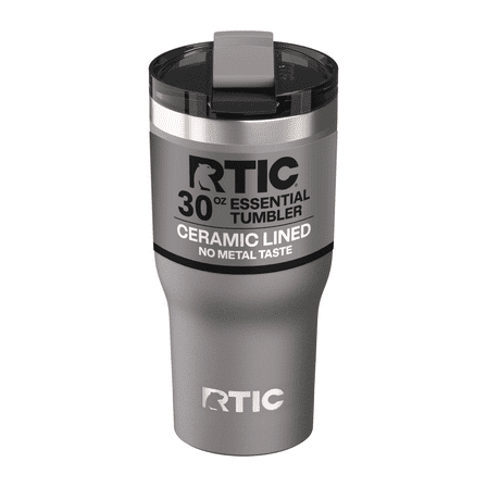 RTIC 30 oz Ceramic Lined Insulated Essential Tumbler, Leak-Resistant Lid, Graphite