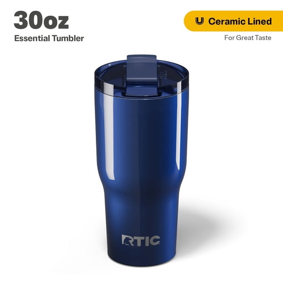 RTIC 30 oz Ceramic Lined Insulated Essential Tumbler, Leak-Resistant Lid, Midnight Dust Metallic