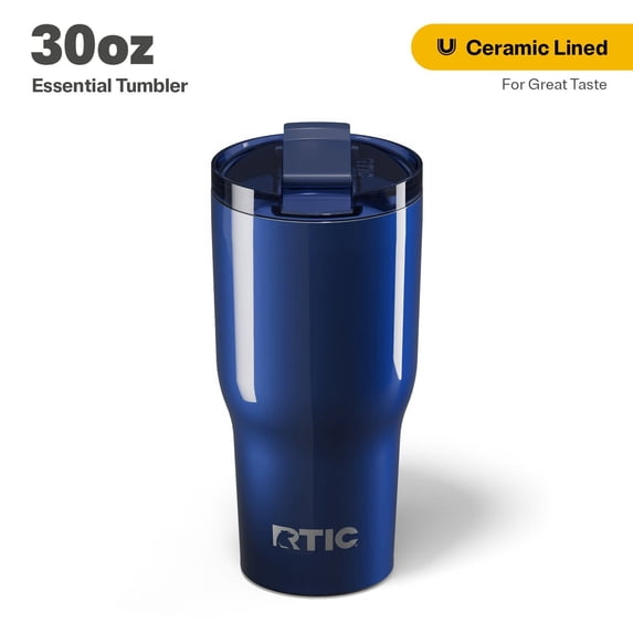 RTIC 30 oz Ceramic Lined Insulated Essential Tumbler, Leak-Resistant Lid, Midnight Dust Metallic