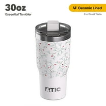 RTIC 30 oz Ceramic Lined Insulated Essential Tumbler, Leak-Resistant Lid, Christmas, Holiday, Mistletoe