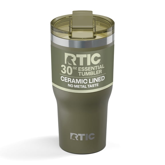RTIC Essential 30 oz Leak-Resistant Lid Ceramic Lined Tumbler, Olive
