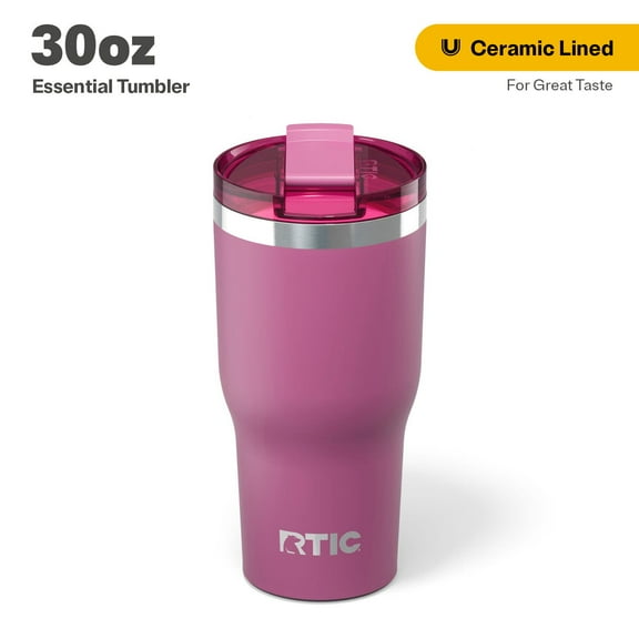 RTIC 30 oz Ceramic Lined Insulated Essential Tumbler, Leak-Resistant Lid, Orchid