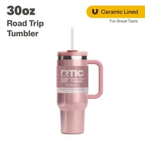 RTIC 30 oz Ceramic Lined Road Trip Tumbler, Leak-Resistant Straw Lid, Dusty Rose Glitter