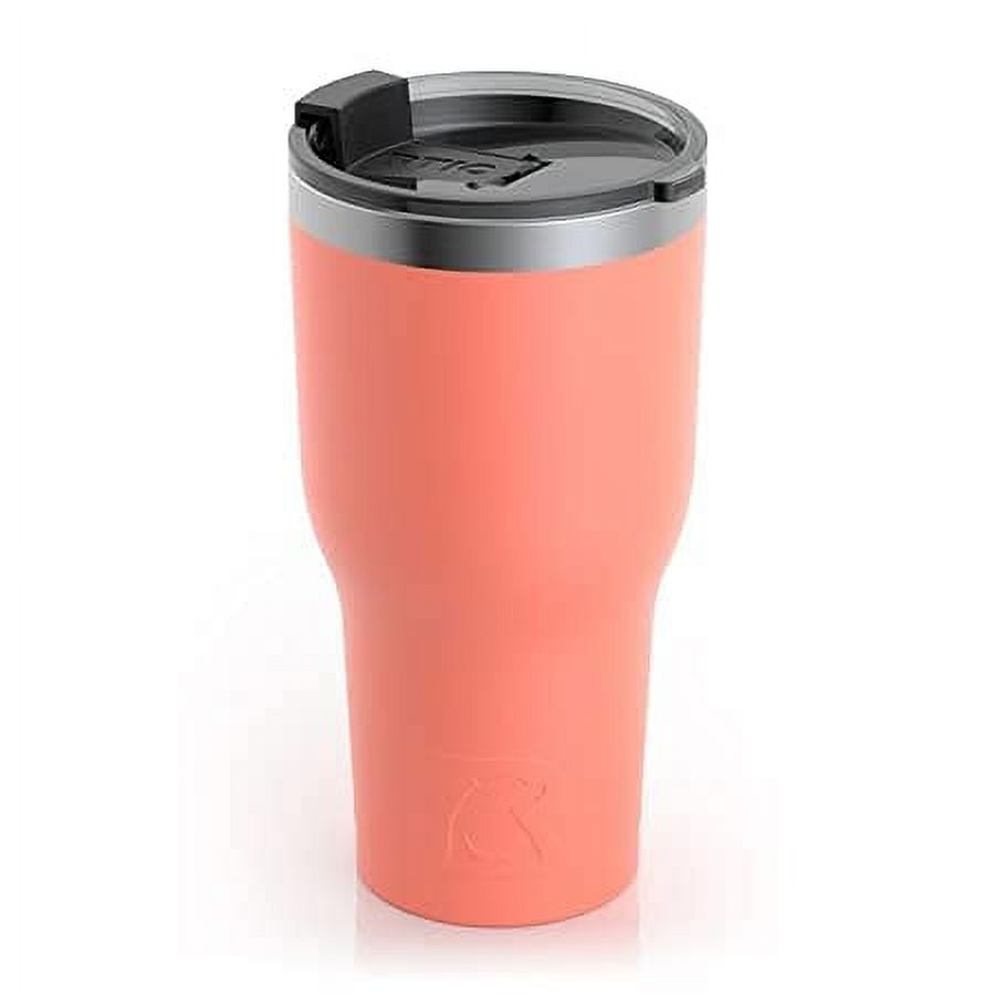 RTIC 30 oz Road Trip Tumbler Double-Walled Insulated Stainless Steel Travel  Coffee Mug with Lid, Handle and Straw, Hot and Cold Drink, Portable Thermal  Cup for Car, Camping, Spill-Resistant, Salmon 