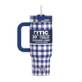 thumbnail image 1 of RTIC 30 oz Tumbler, Ceramic Lined, Leak-Resistant Straw Lid, Road Trip, Cobalt Gingham, 1 of 9