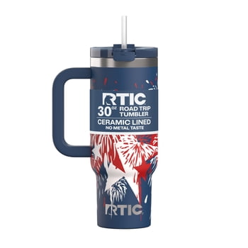 RTIC 30 oz Tumbler, Ceramic Lined, Leak-Resistant Straw Lid, Road Trip, Fireworks