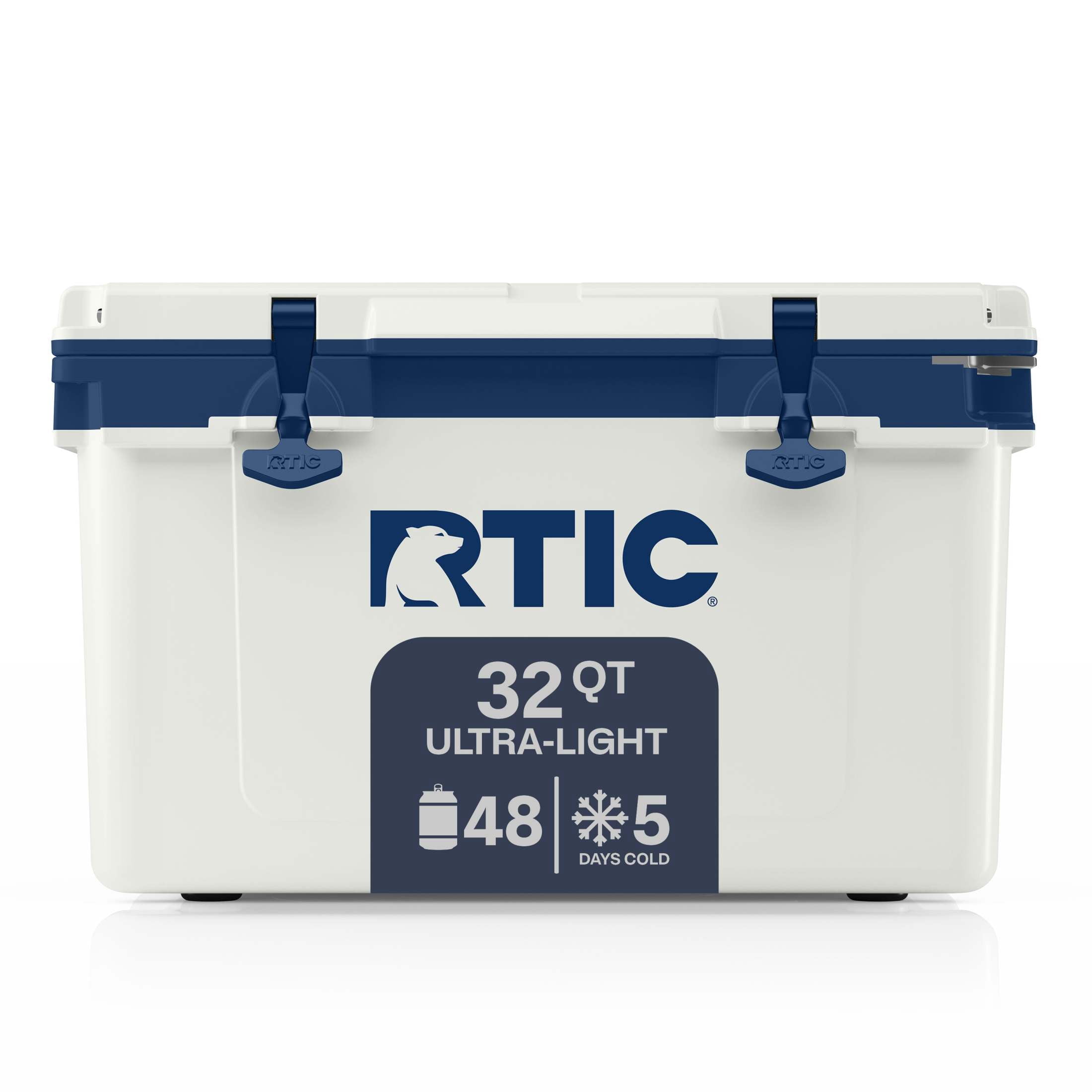 RTIC 32 QT Hard-Sided Ice Chest Cooler, Ultra-Light, Fits 48 Cans, Cool Grey & Navy