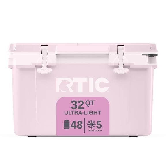 RTIC 32 QT Hard-Sided Ice Chest Cooler, Ultra-Light, Fits 48 Cans, Pale Pink