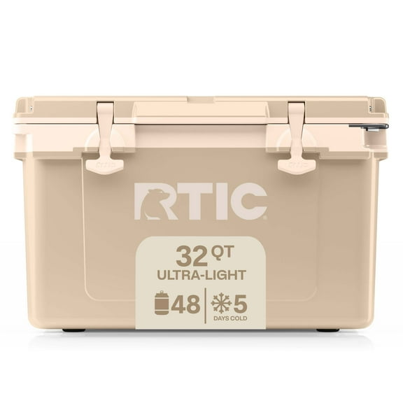 RTIC 32 QT Hard-Sided Ice Chest Cooler, Ultra-Light, Fits 48 Cans, Beach