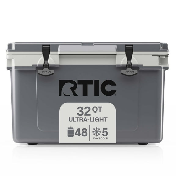 RTIC 32 QT Ultra-Light Hard-Sided Ice Chest Cooler, Fits 48 Cans, Dark Grey & Cool Grey