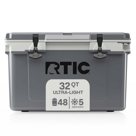 RTIC 32 QT Hard-Sided Ice Chest Cooler, Ultra-Light, Fits 48 Cans, Grey