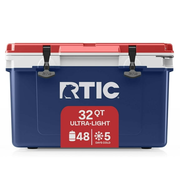 RTIC 32 QT Ultra-Light Hard-Sided Ice Chest Cooler, Fits 48 Cans, Patriot
