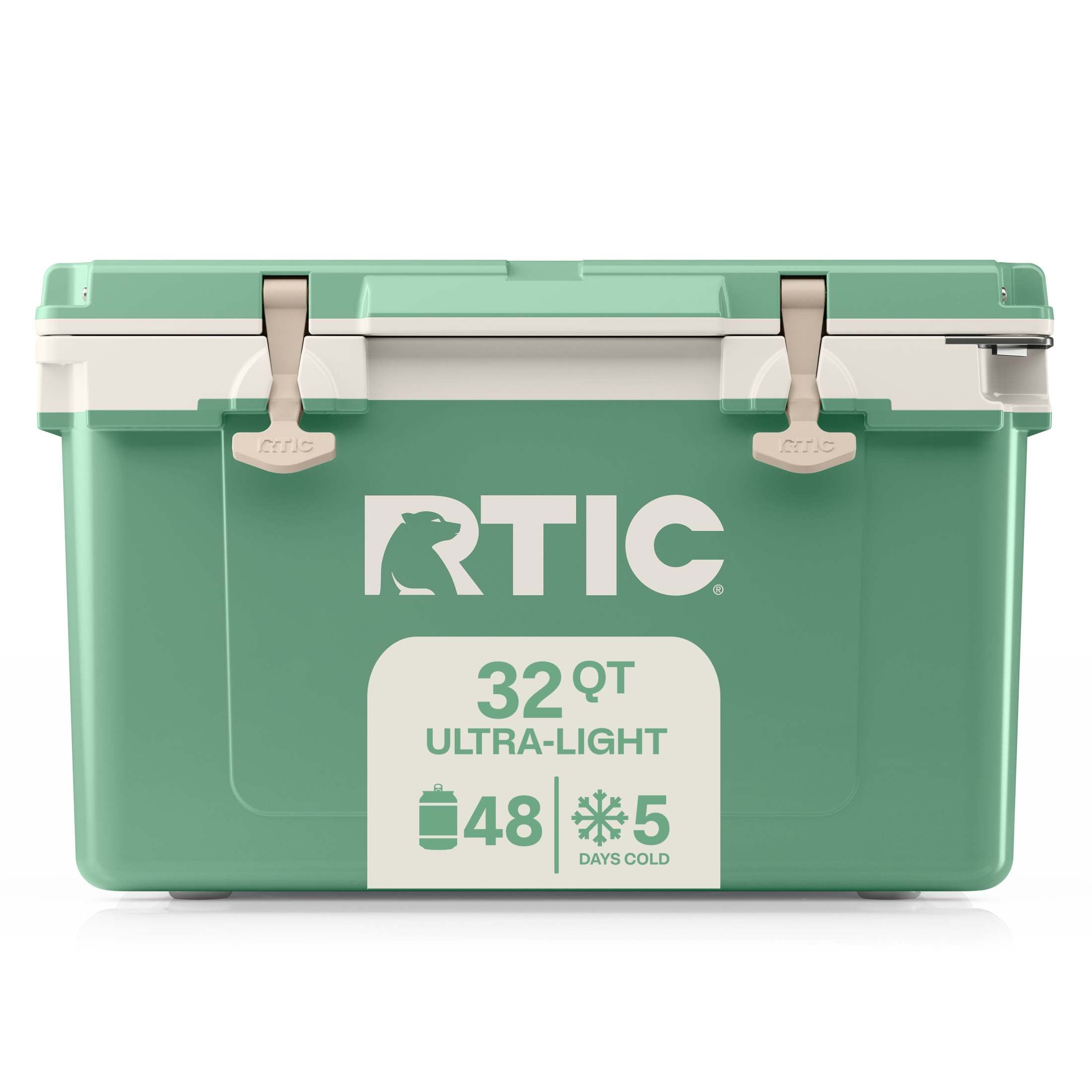 RTIC 32 QT Hard-Sided Ice Chest Cooler, Ultra-Light, Fits 48 Cans, Sage/Beach