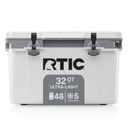 RTIC Ultra-Light 32 Qt Hard-Sided Ice Chest Cooler, Fits 48 Cans, White & Grey