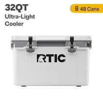 RTIC 32 QT Ultra-Light Hard-Sided Ice Chest Cooler, White and Grey, Fits 48 Cans