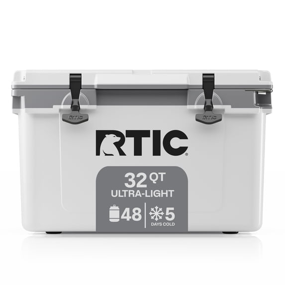 RTIC 32 Qt 48-Can Ultra-Light Ice Chest Cooler, White & Grey
