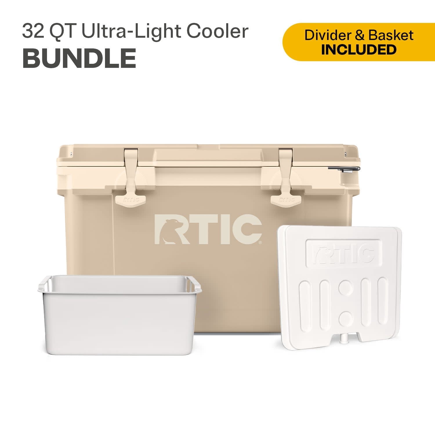 RTIC 32 Quart Ultra-Light Hard Cooler Bundle, with Freezable