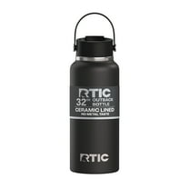 RTIC 32 oz Ceramic Lined Insulated Outback Water Bottle, Leak Resistant, Black