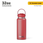 RTIC 32 oz Ceramic Lined Insulated Outback Water Bottle, Leak Resistant, Flag Red