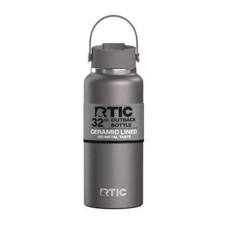 RTIC 32 oz Ceramic Lined Insulated Outback Water Bottle, Leak Resistant, Graphite