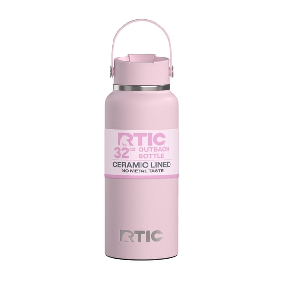 RTIC 32 oz Ceramic Lined Insulated Outback Water Bottle, Leak Resistant, Pale Pink
