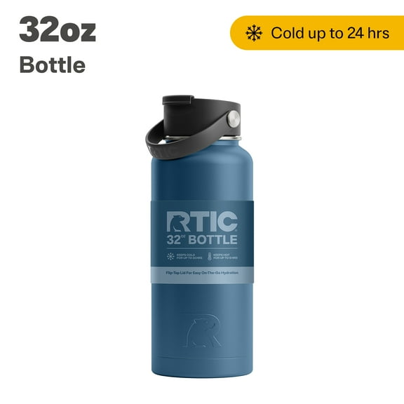 RTIC 32 oz Stainless Steel Insulated Bottle, Wide Mouth Multi-Use Lid, Storm